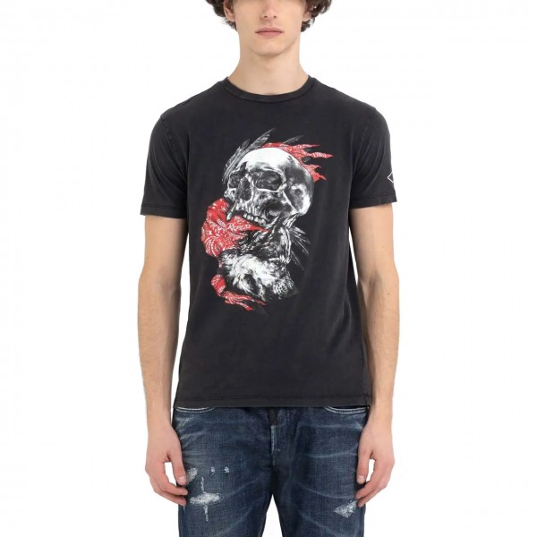 Skull And Wolf Print Jersey T-shirt