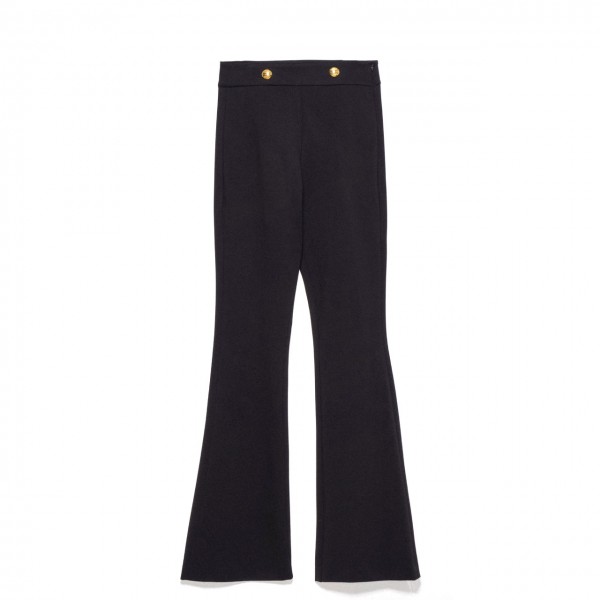 Straight trousers in black Milan stitch and logoed buttons