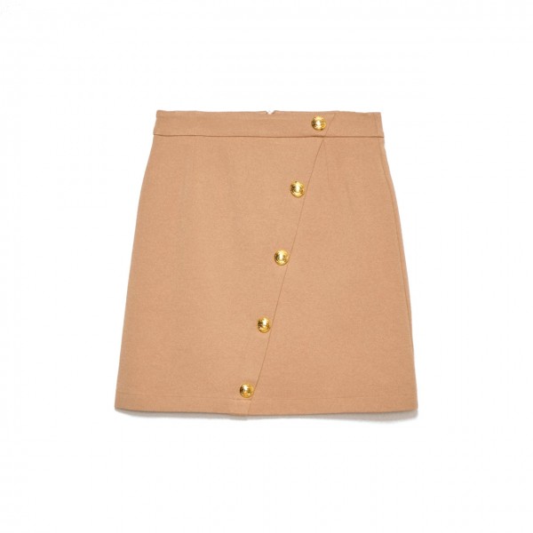 Milano Stitch Skirt With Camel Beige Logoed Buttons