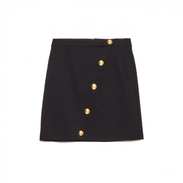 Milano stitch skirt with black logoed buttons