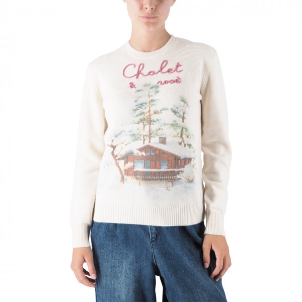 Sweater with Chalet Rose embroidery
