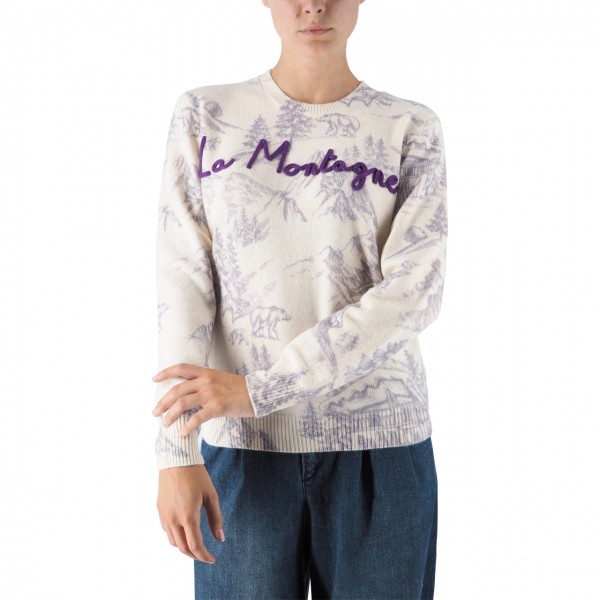 Sweater With Mountain Embroidery
