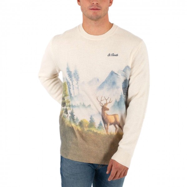 Heron Sweater With Woodland Print