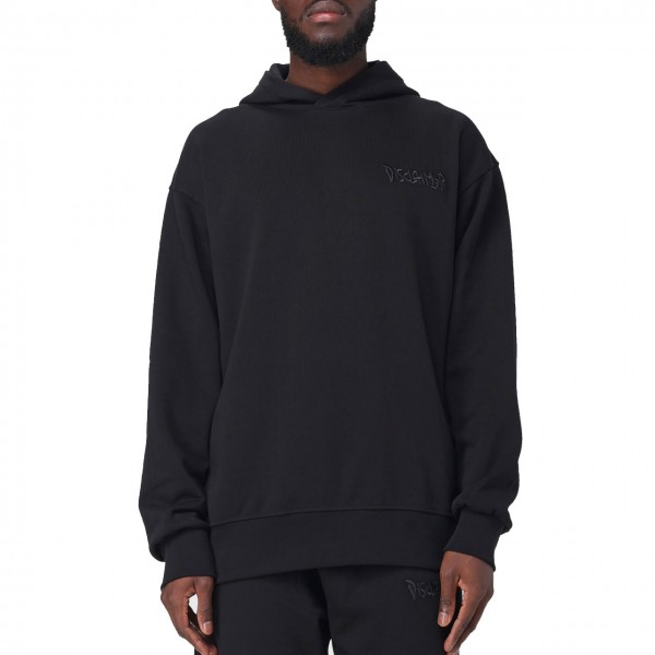 Sweatshirt with hood and black embroidery