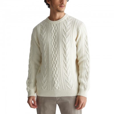 Wool sweater with round braids