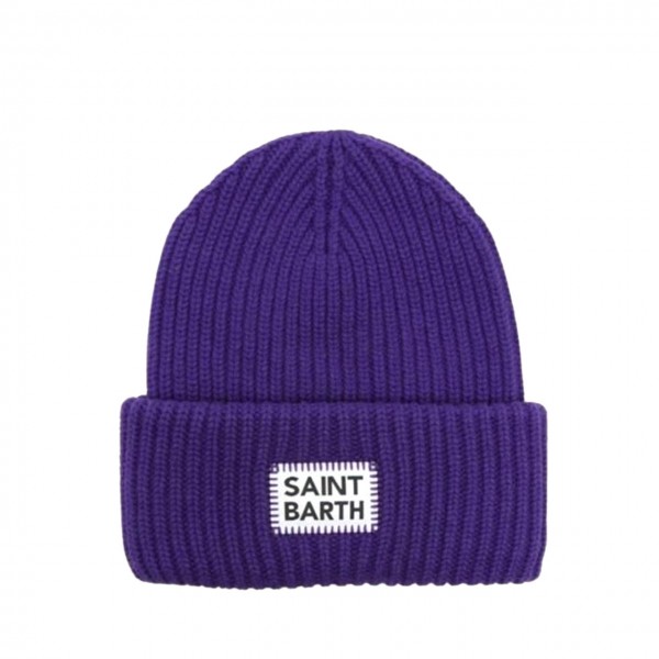 Purple Beanie With St. Barth Logo