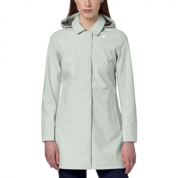 Mathy Bonded Jersey Gray Sage Trench Coat