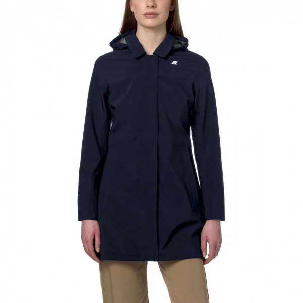 Mathy Bonded Jersey Blue Depth Trench Coat