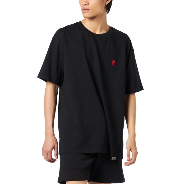 Black T-Shirt With Flames Logo