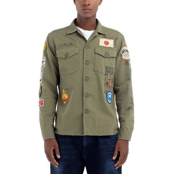 Jacket with light military print and patch