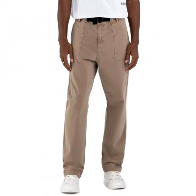 Straight trousers with buckle