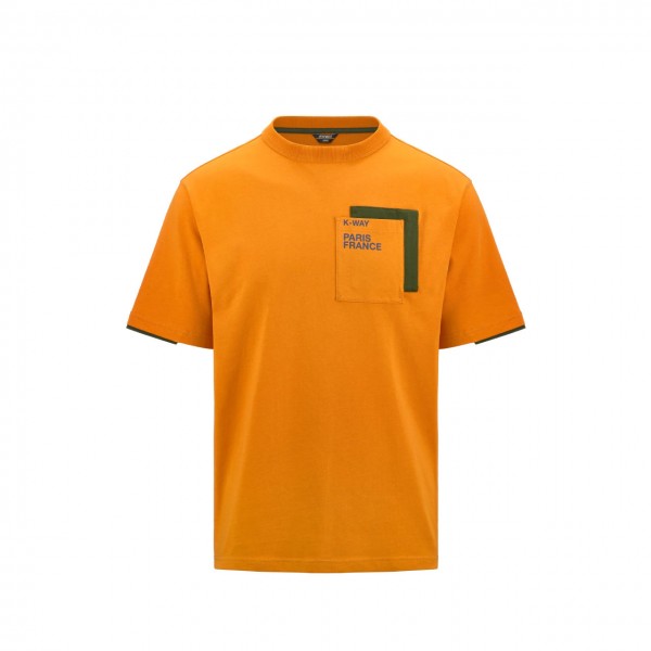 Fantome Contrast Pockets T-Shirt Orange