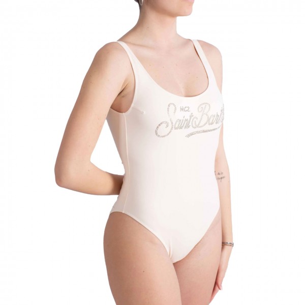 Lora Logo Rhinestone One-piece Swimsuit