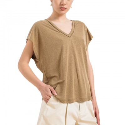 Loose Fit T-Shirt With V-Neck