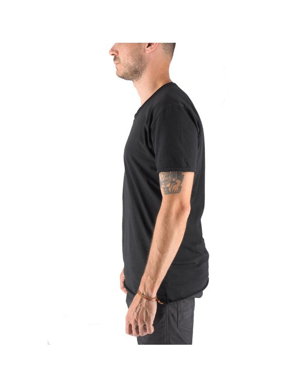 T-Shirt 100% Cotone Scollo A V Nero Mosca