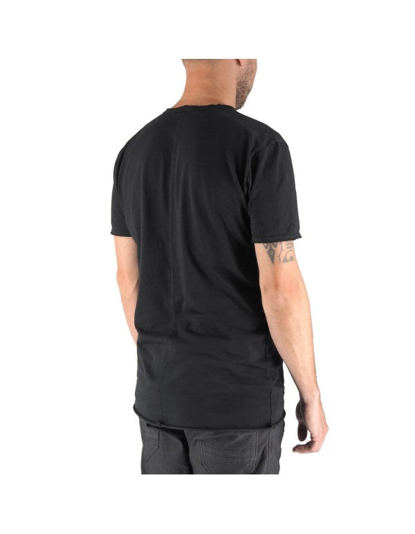 T-Shirt 100% Cotone Scollo A V Nero Mosca
