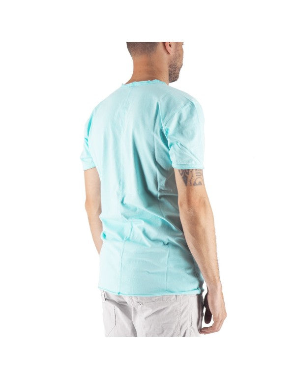T-Shirt 100% Cotone Scollo A V Verde Acqua