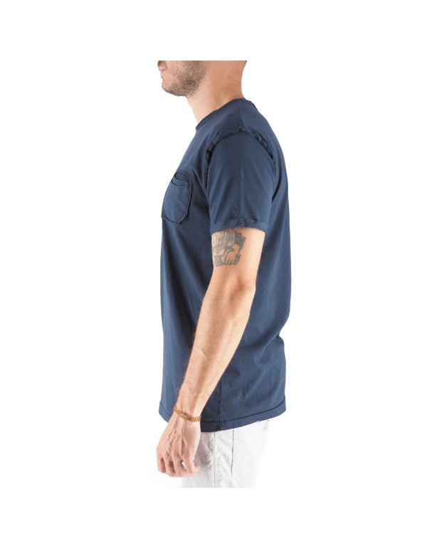 T-Shirt Girocollo 100% Cotone Con Taschino Shiro