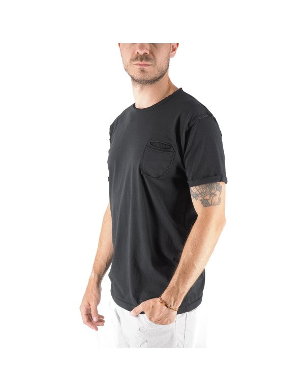 T-Shirt Girocollo 100% Cotone Con Taschino Shiro