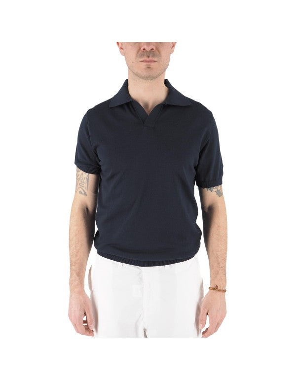 Polo In Maglia 100% Cotone Alassio Blu Navy