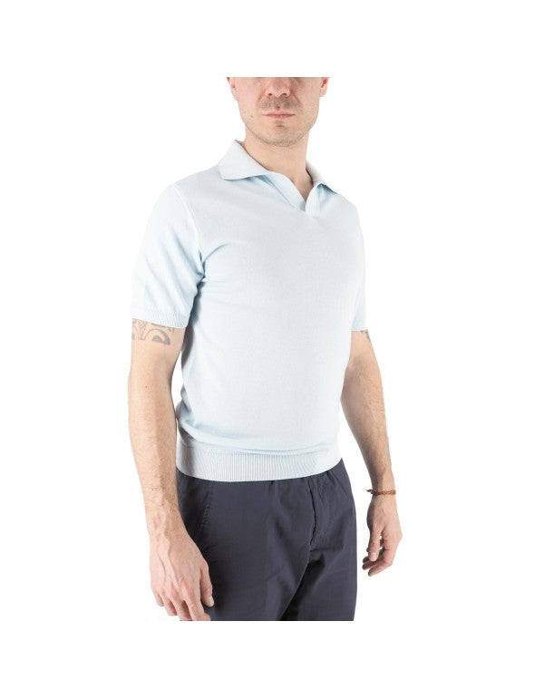 Polo In Maglia 100% Cotone Alassio Acqua Marina