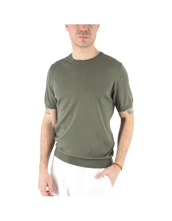 T-Shirt In Filo 100% Cotone Monterosso Militare