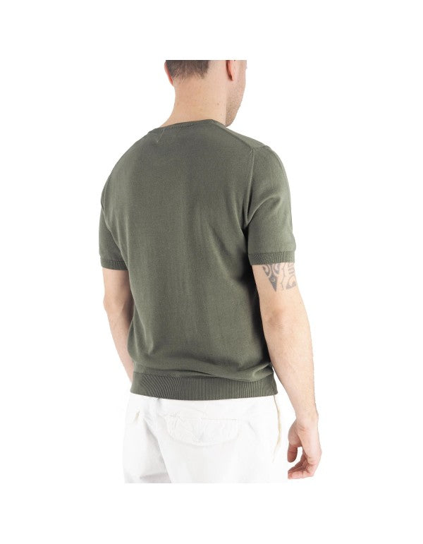 T-Shirt In Filo 100% Cotone Monterosso Militare
