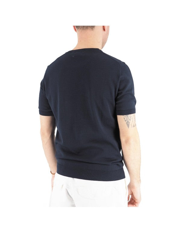 T-Shirt In Filo 100% Cotone Monterosso Blu Navy