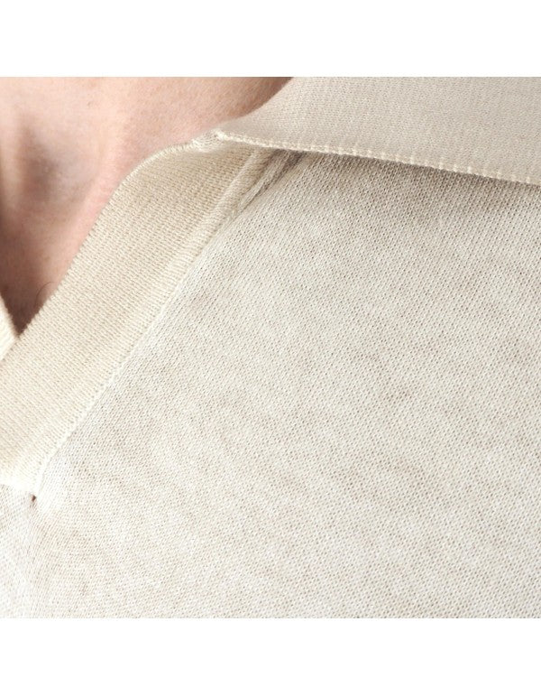 Polo In Maglia 100% Cotone Alassio Beige
