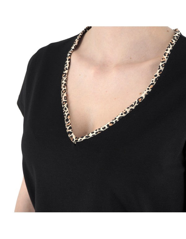 T-Shirt V Collar Leo Nero