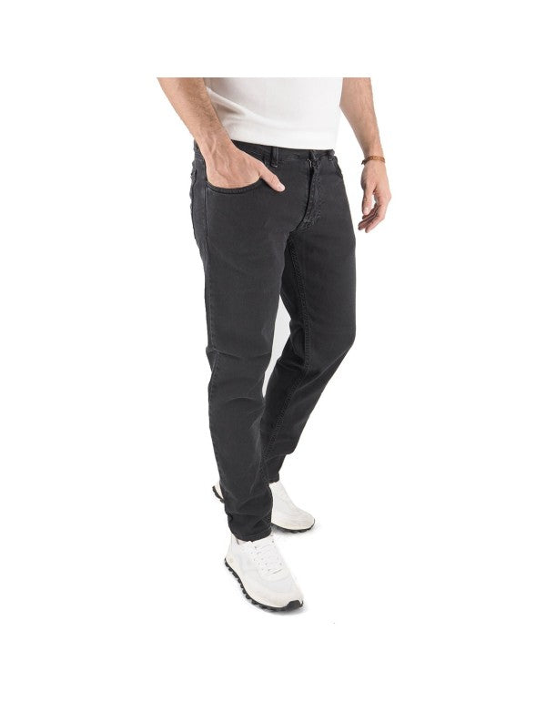 Pantalone In Bull Di Cotone Nero