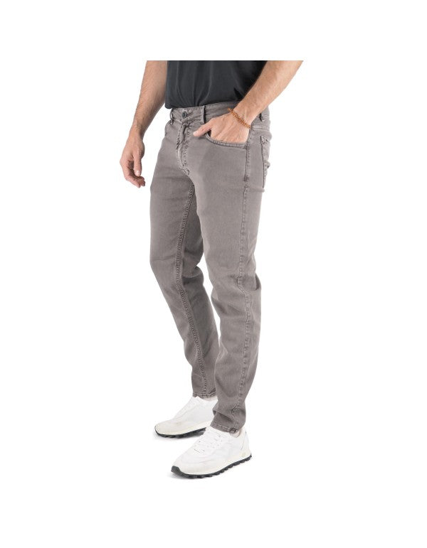 Pantalone In Bull Di Cotone Grigio Scuro