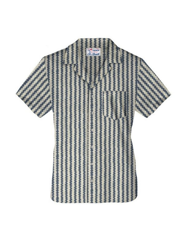 Camicia Stile Hawaiano All'Uncinetto Kalea Crochet Stripes V