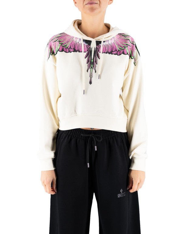 Felpa Con Cappuccio Latte-pink Wings