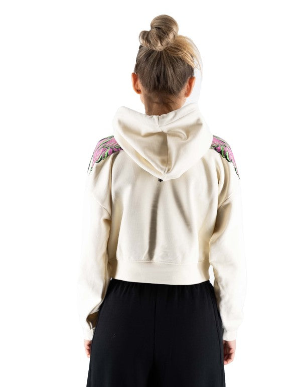 Felpa Con Cappuccio Latte-pink Wings