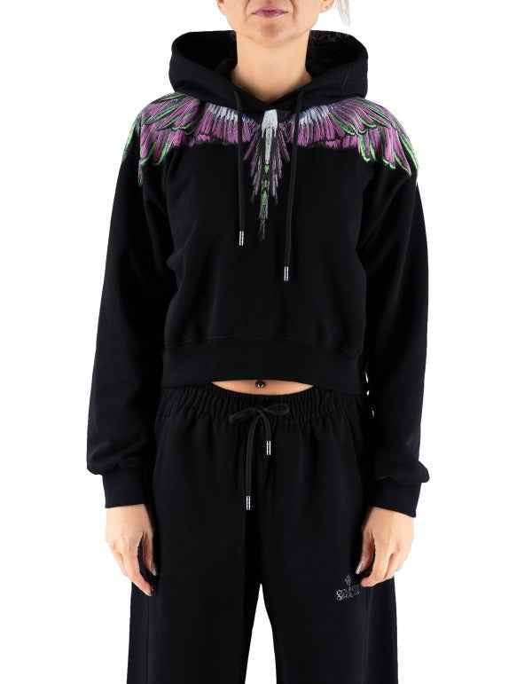 Felpa Con Cappuccio Nero-pink Wings