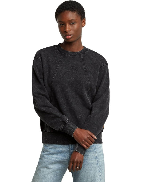 Felpa Washed A Line Script Sw Wmn Dk Black Smokey Gd