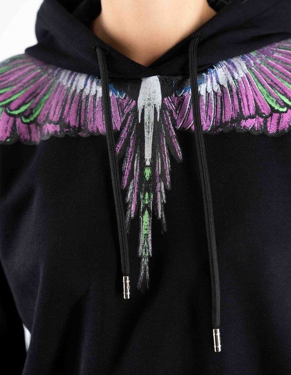 Felpa Con Cappuccio Nero-pink Wings