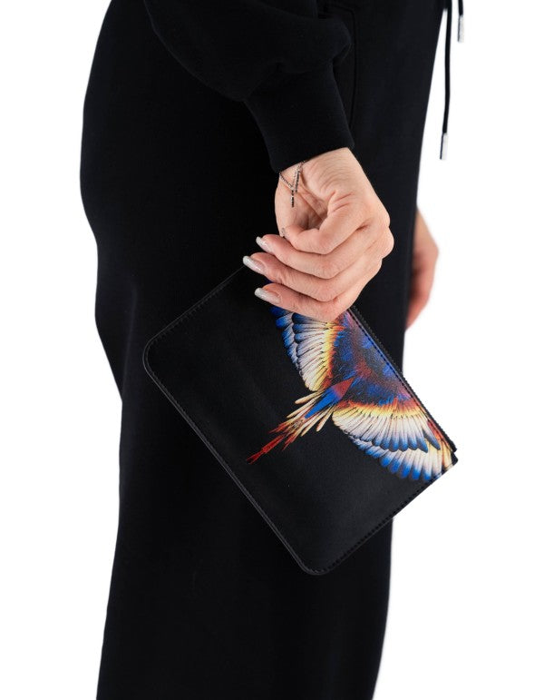 Mini Pochette Stampa nero/ Yellow Wings