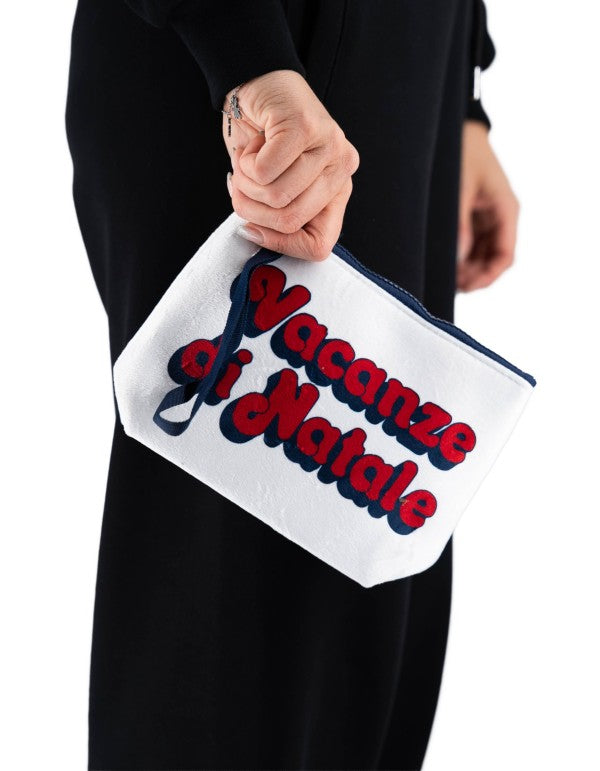 Aline Wool Effect Christmas Holiday Clutch Bag White