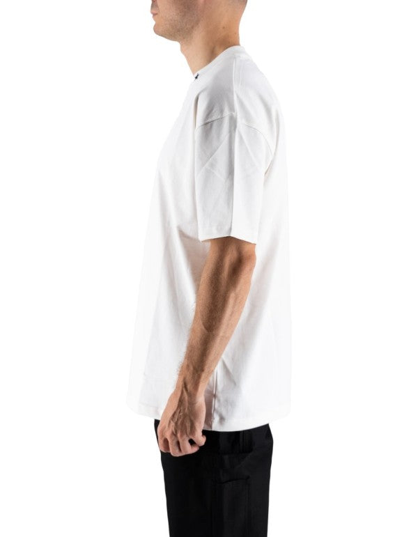 Offwhite Tee With Embroidered Stars On The Neck And Patch On Back Off White