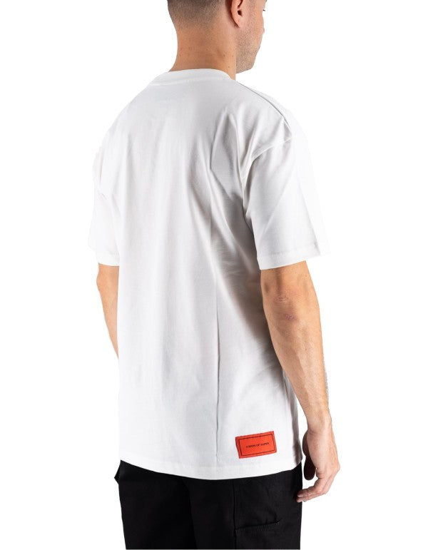 Offwhite Tee With Embroidered Full Hearth On The Neck And Patch On Back Off White