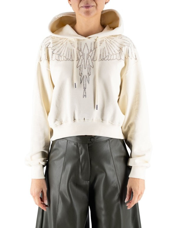 Felpa Con Cappuccio Latte Glitter