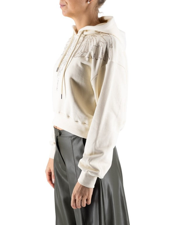 Felpa Con Cappuccio Latte Glitter