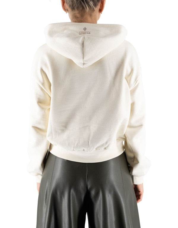 Felpa Con Cappuccio Latte Glitter