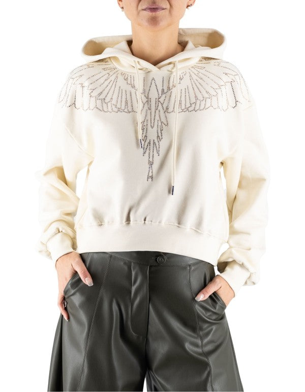 Felpa Con Cappuccio Latte Glitter