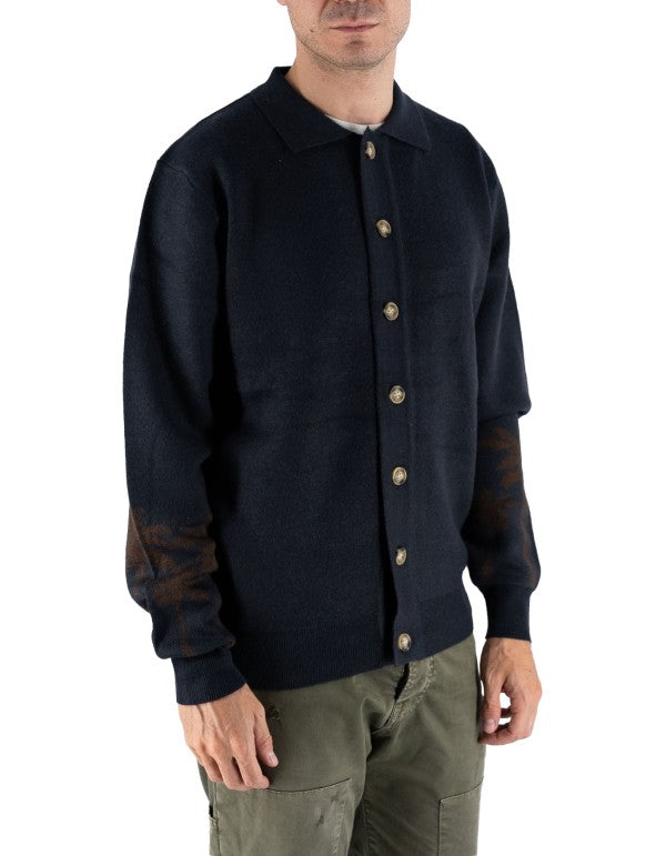 Polo A Manica Lunga Con Bottoni Solo Navy