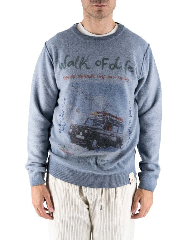 Reversible Printed Crew Neck Sweater