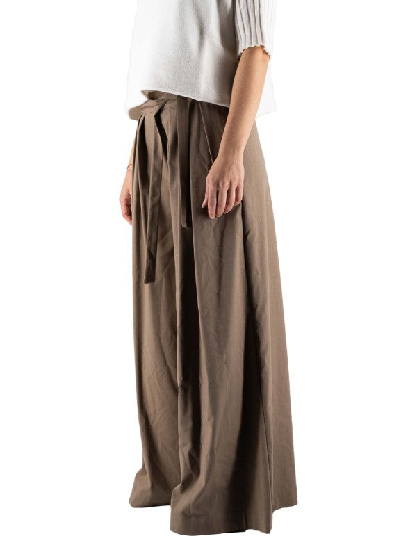 Cappuccino Pinstriped Palazzo Trousers