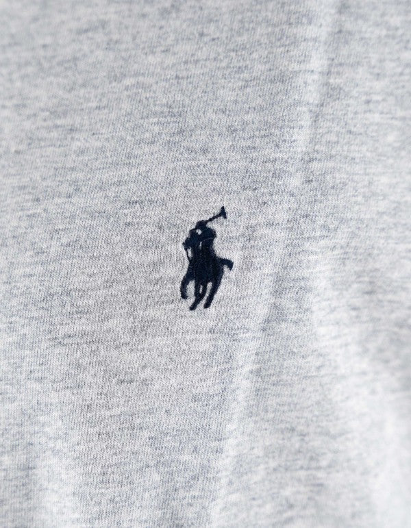T-shirt Uomo Ralph Lauren Grigia Manica Corta con Logo Ricamato Blu